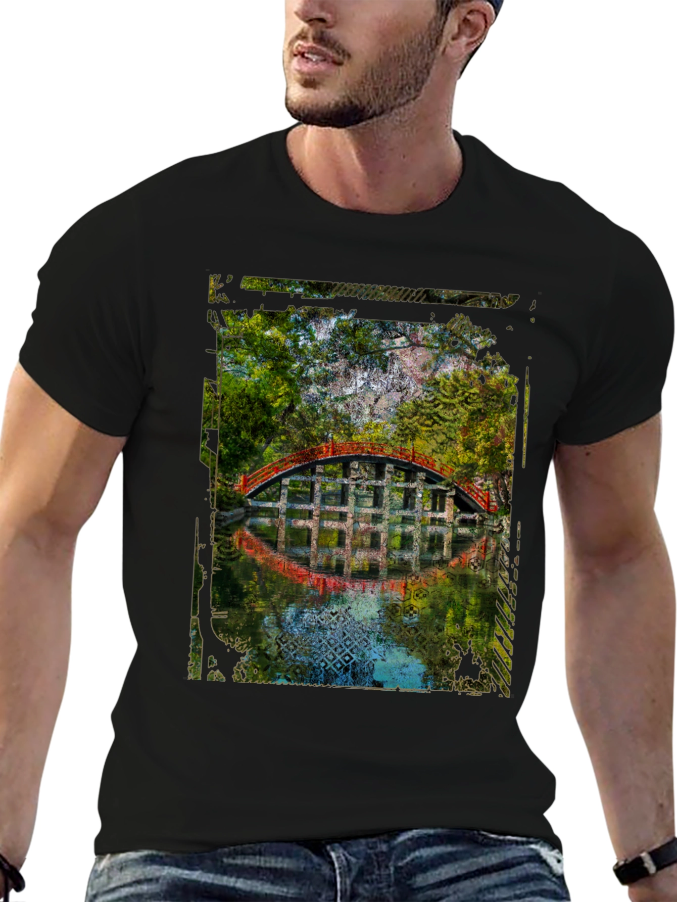 Arched Bridge Graphic Tee - Mens Black T-Shirt