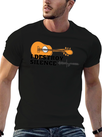 I Destroy Silence Guitar Graphic Black T-Shirt