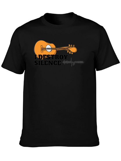 I Destroy Silence Guitar Graphic Black T-Shirt