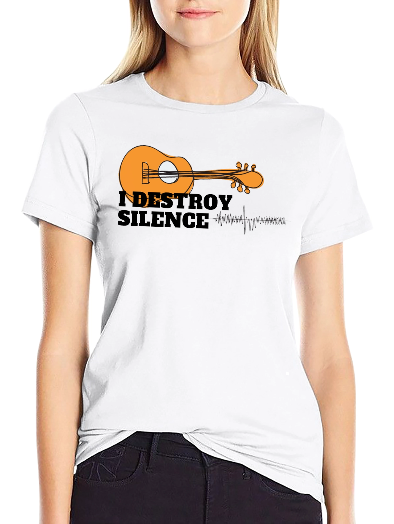 I Destroy Silence Guitar Graphic Black T-Shirt