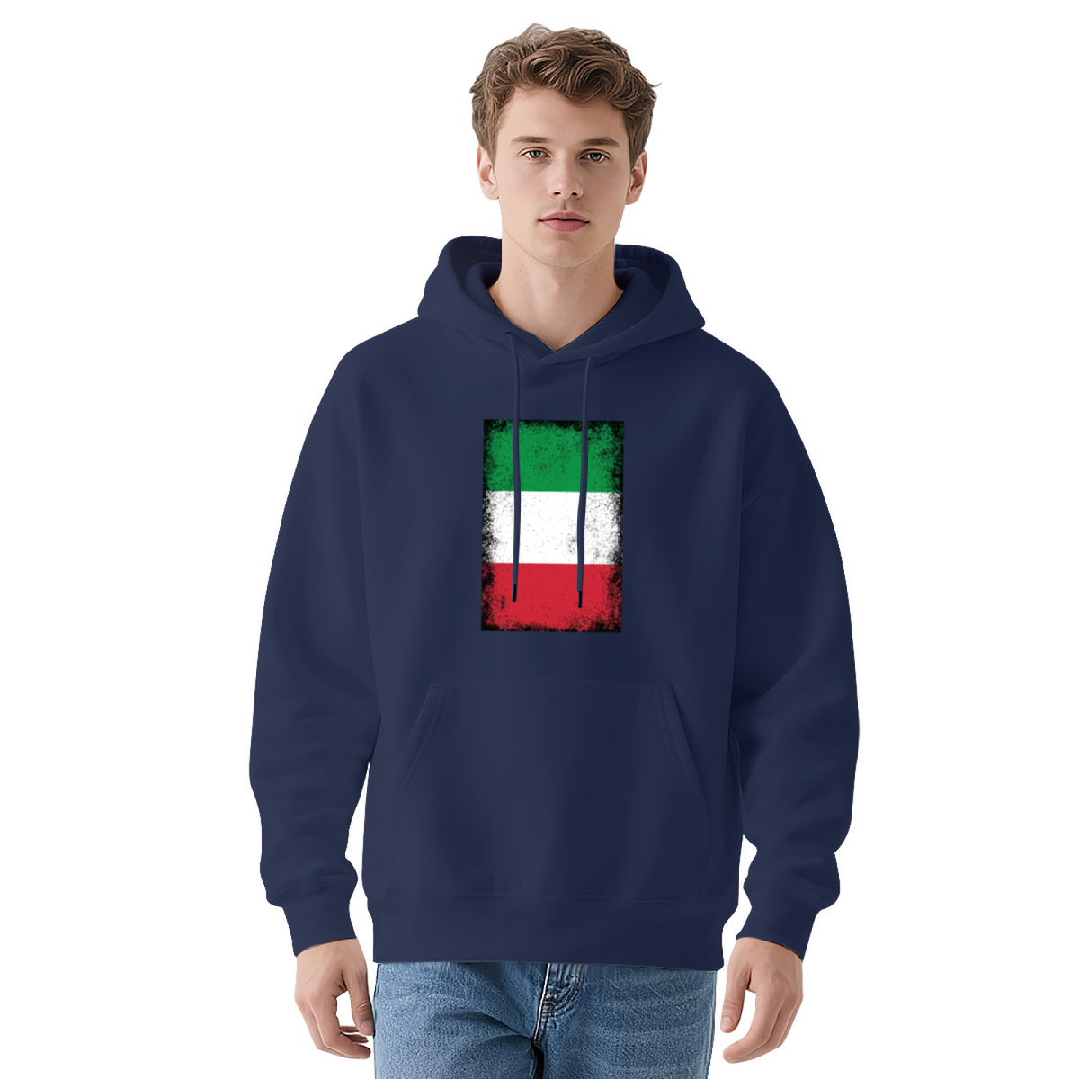 Distressed Italian Flag Grunge Hoodie