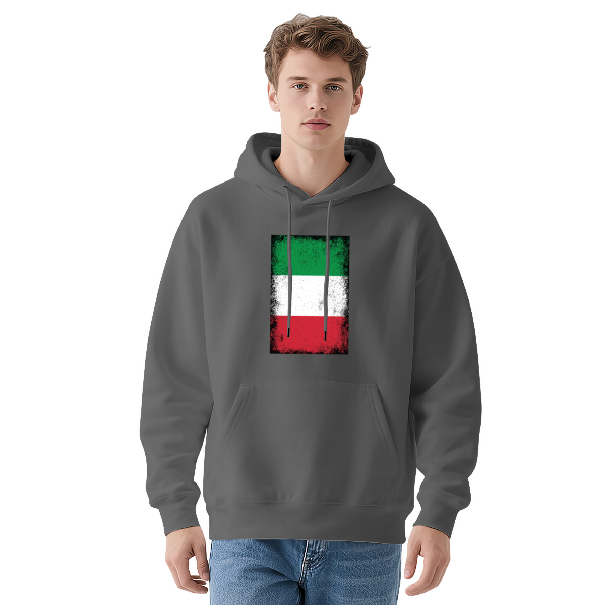 Distressed Italian Flag Grunge Hoodie