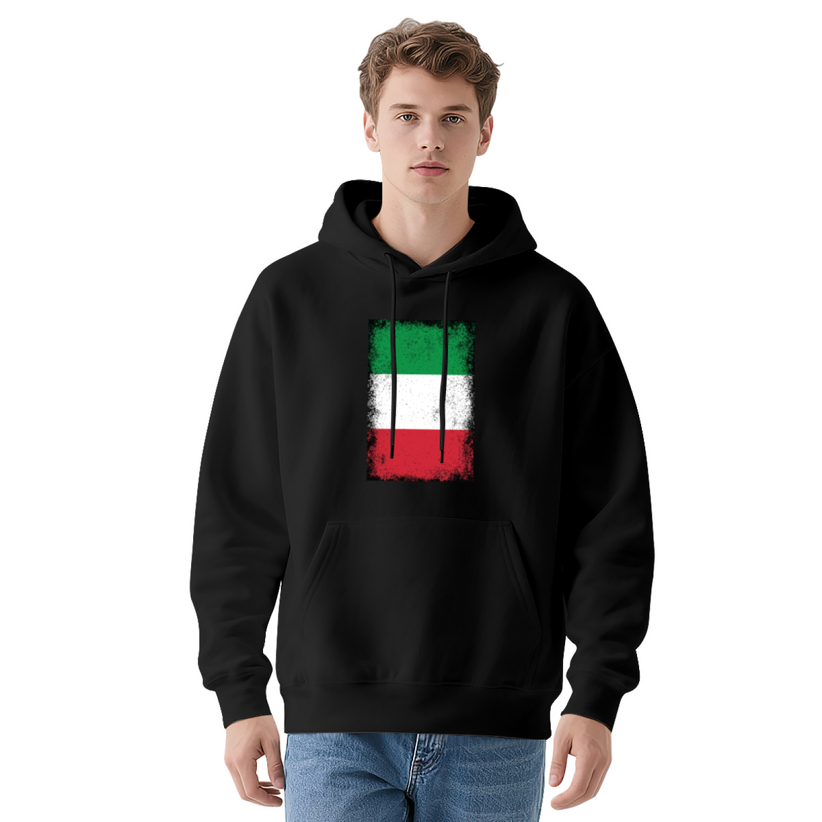 Distressed Italian Flag Grunge Hoodie