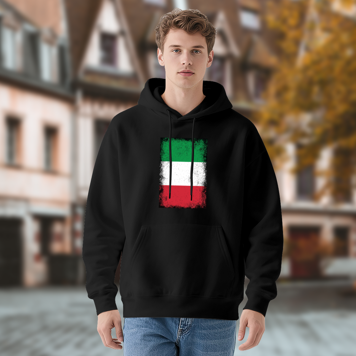 Distressed Italian Flag Grunge Hoodie