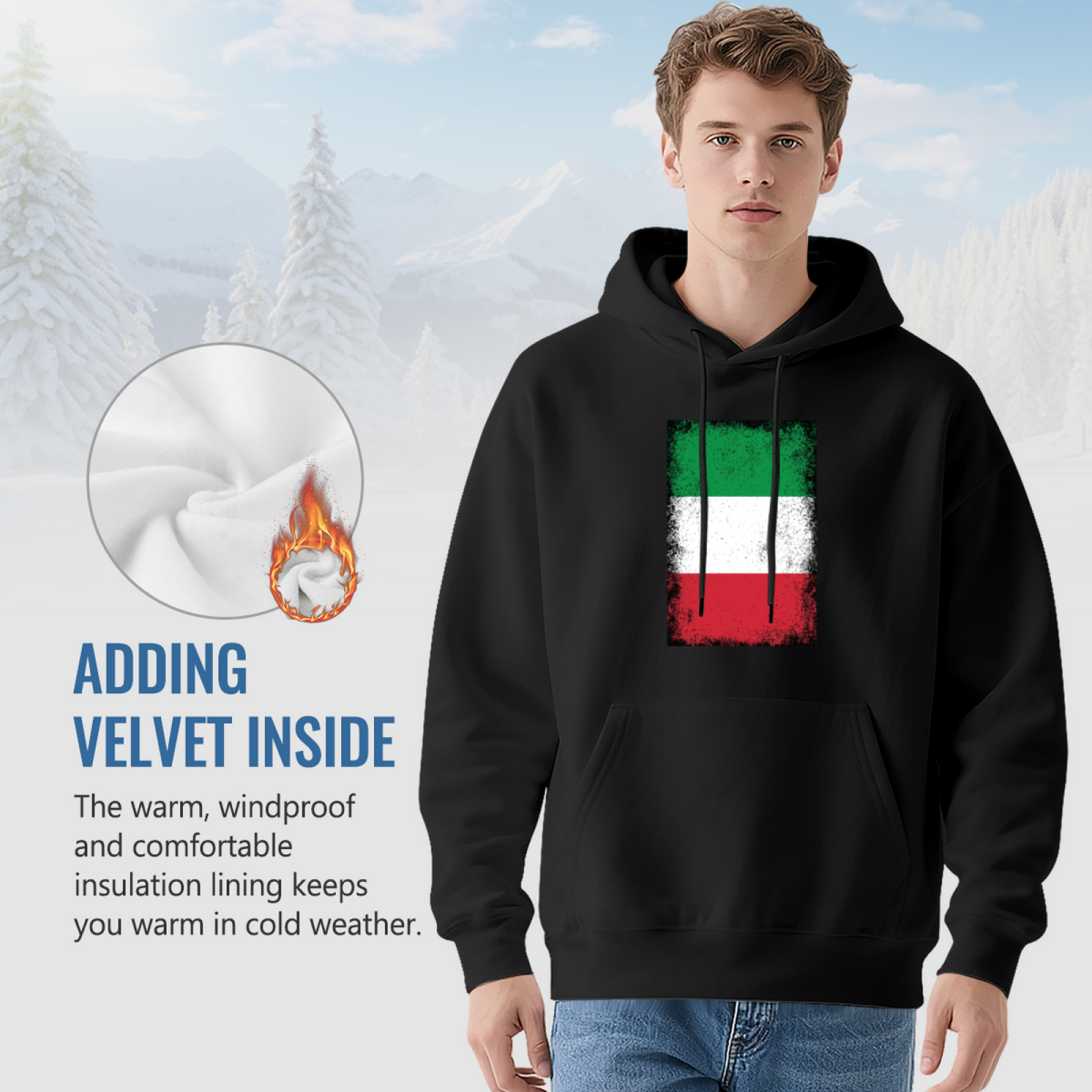 Distressed Italian Flag Grunge Hoodie