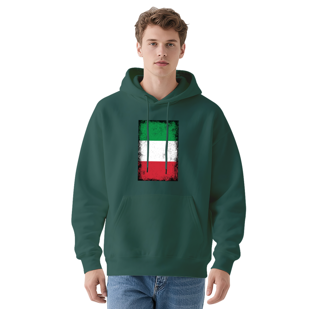 Distressed Italian Flag Grunge Hoodie