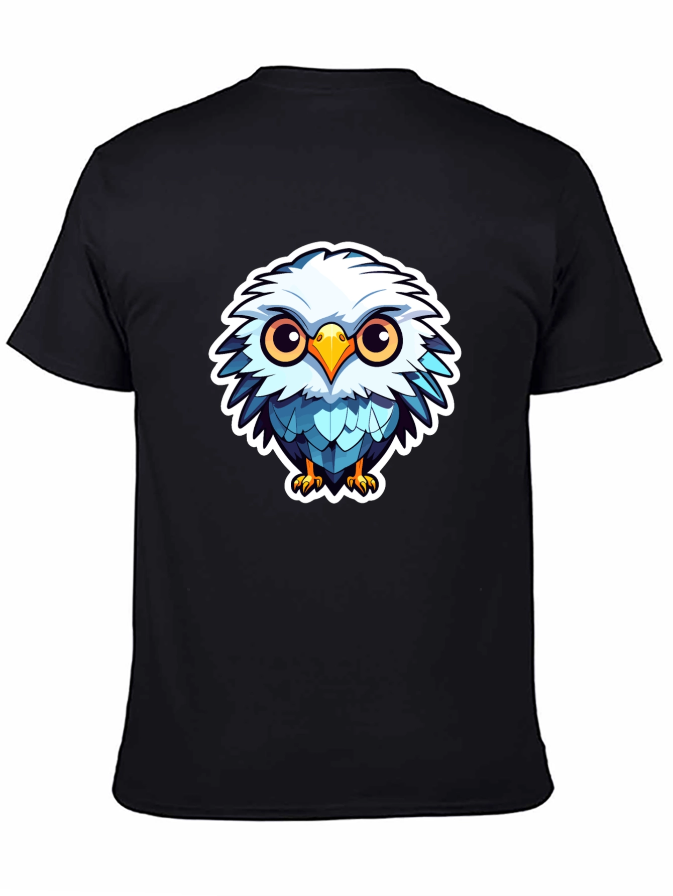 Cute Cartoon Owl Graphic Black T-Shirt