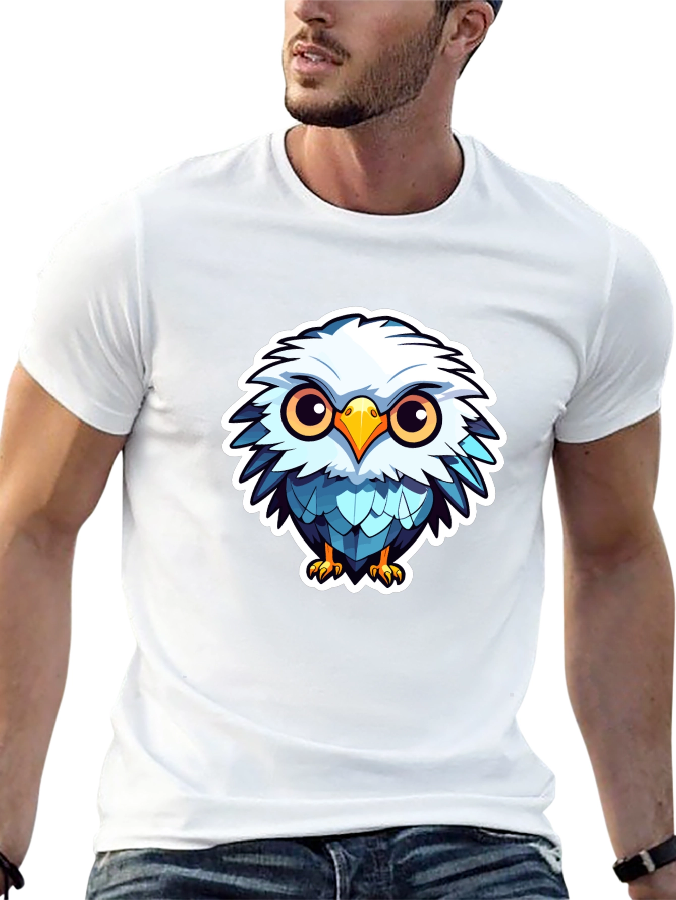 Cute Cartoon Owl Graphic Black T-Shirt