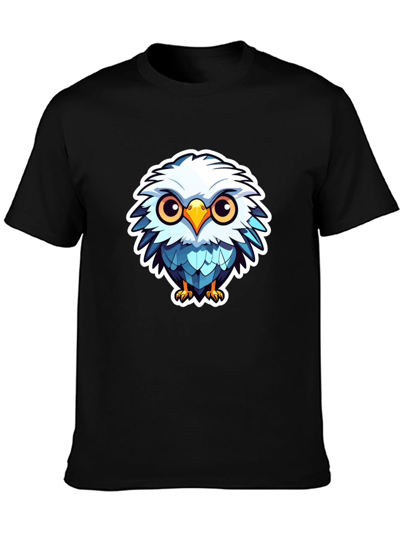 Cute Cartoon Owl Graphic Black T-Shirt