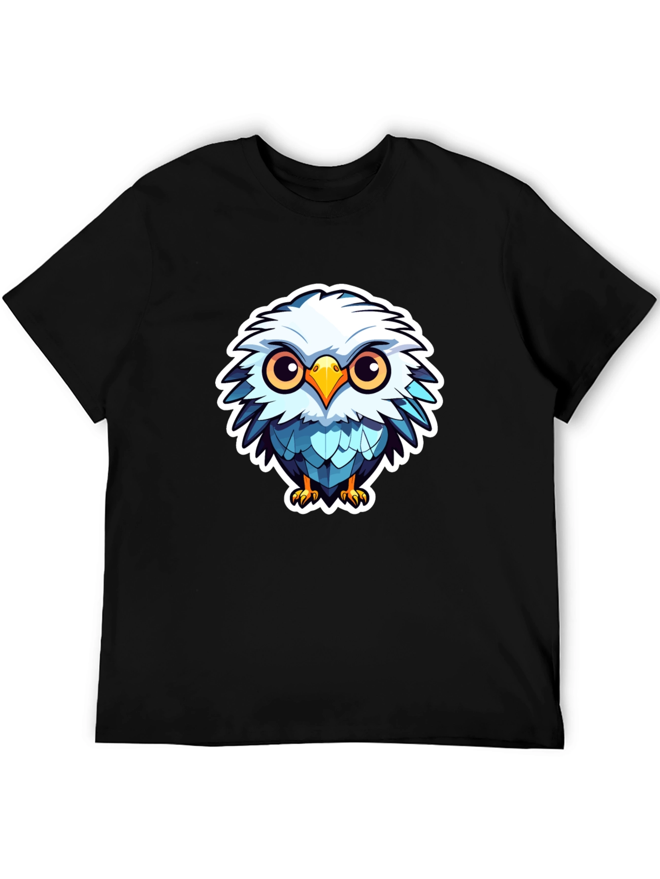 Cute Cartoon Owl Graphic Black T-Shirt