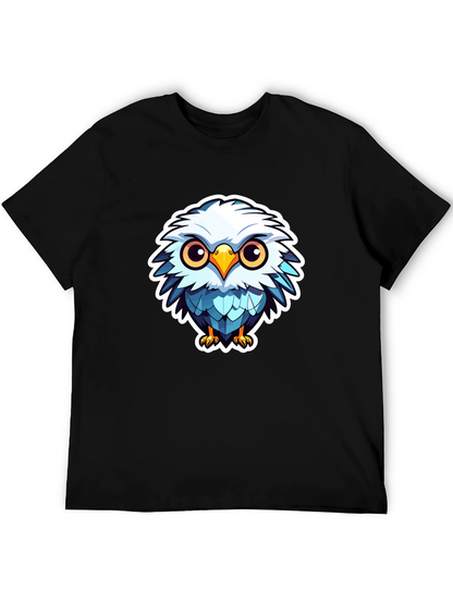 Cute Cartoon Owl Graphic Black T-Shirt