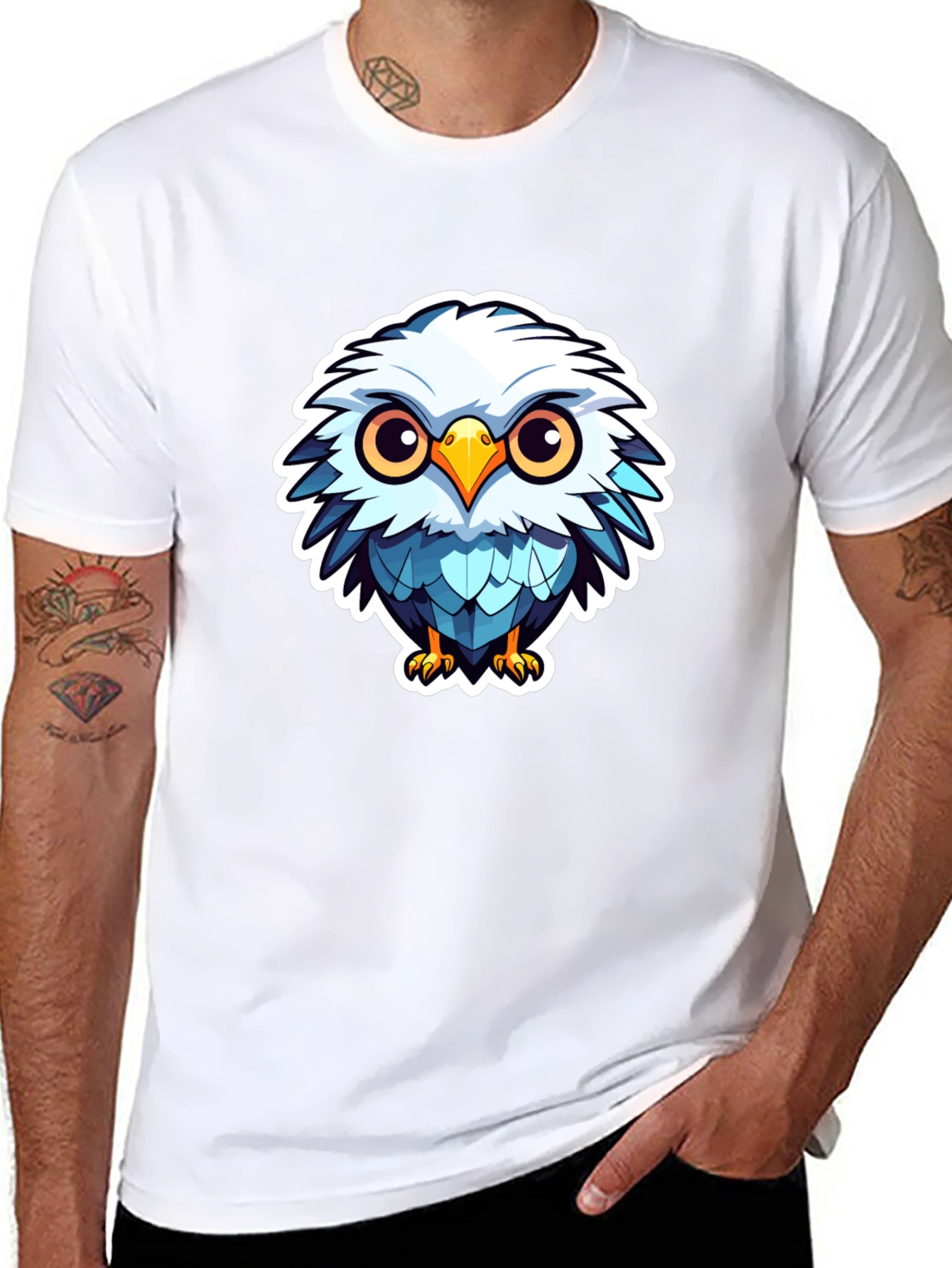 Cute Cartoon Owl Graphic Black T-Shirt
