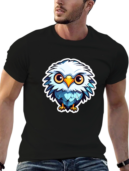 Cute Cartoon Owl Graphic Black T-Shirt