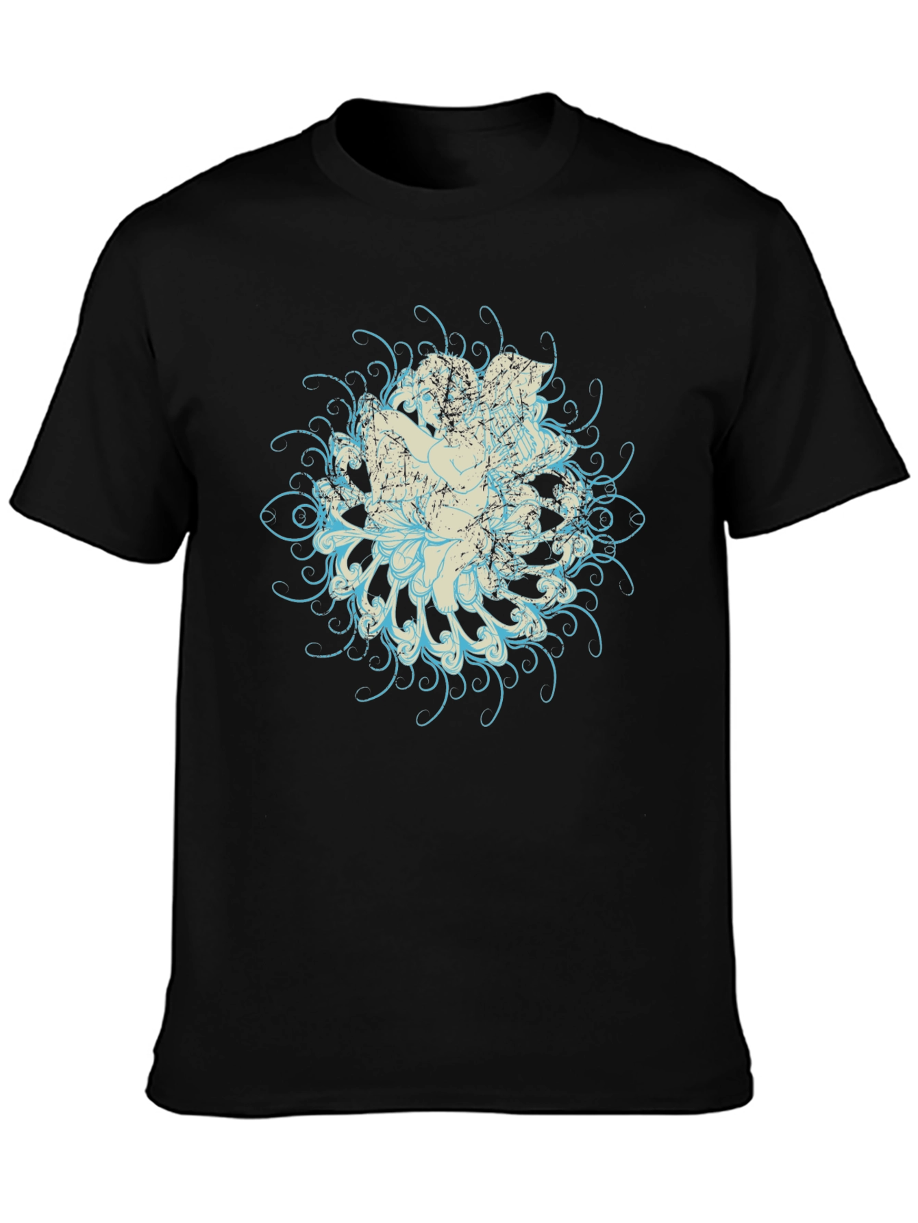 Graphic Print Mens Black Tee