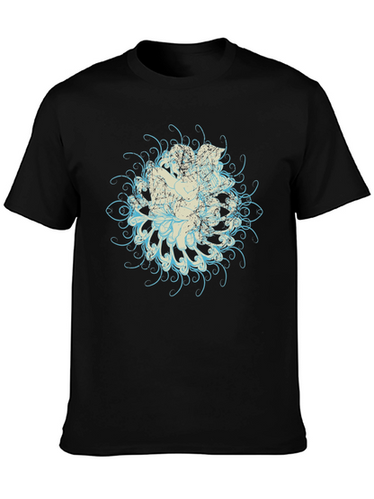 Graphic Print Mens Black Tee