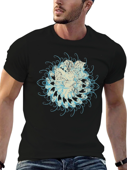 Graphic Print Mens Black Tee
