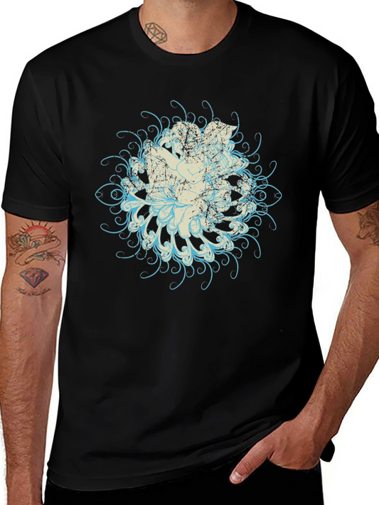 Graphic Print Mens Black Tee