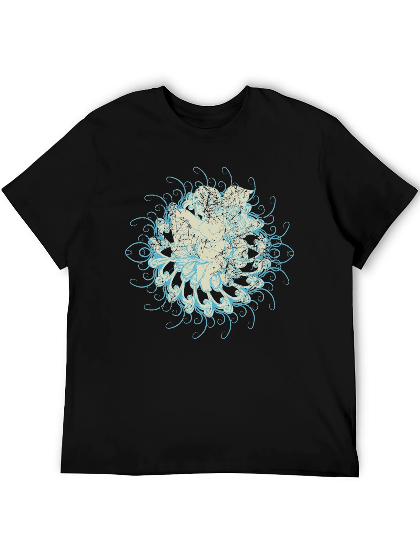 Graphic Print Mens Black Tee