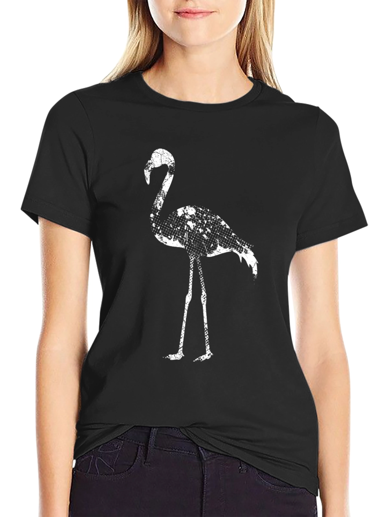 Mens Black T-shirt with Flamingo Print