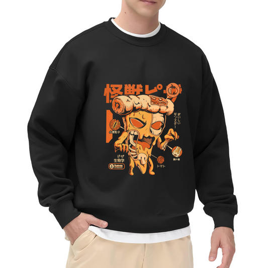 Kawaii Japanese Monster Art Crewneck Sweatshirt - Cute Food Theme Streetwear Graphic Pullover