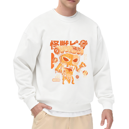 Kawaii Japanese Monster Art Crewneck Sweatshirt - Cute Food Theme Streetwear Graphic Pullover