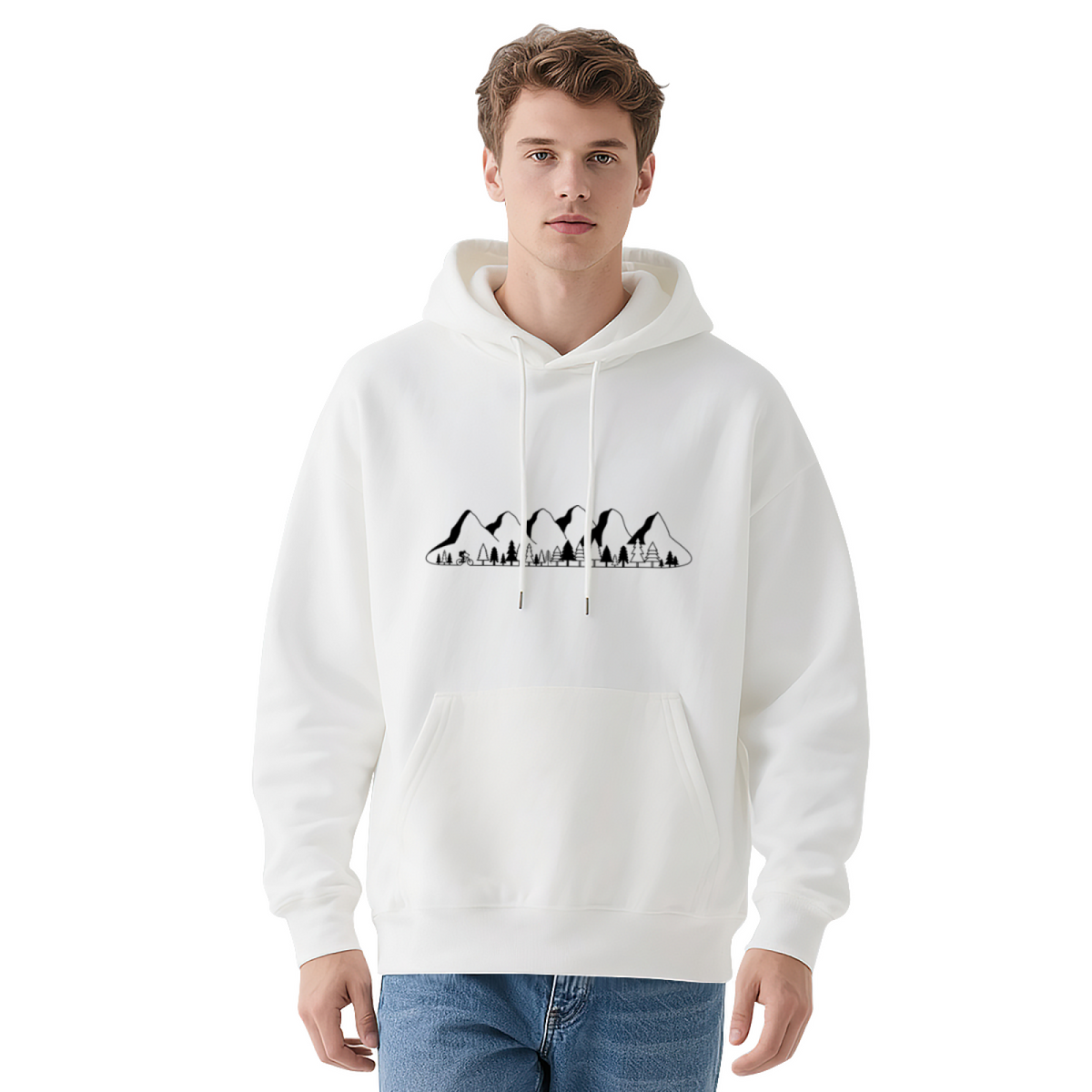 Minimalist Mountain Outdoor Scene Pullover Hoodie