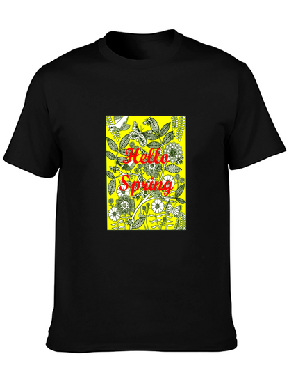 Hello Spring Black Graphic Tee