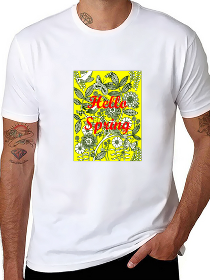 Hello Spring Black Graphic Tee