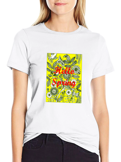 Hello Spring Black Graphic Tee
