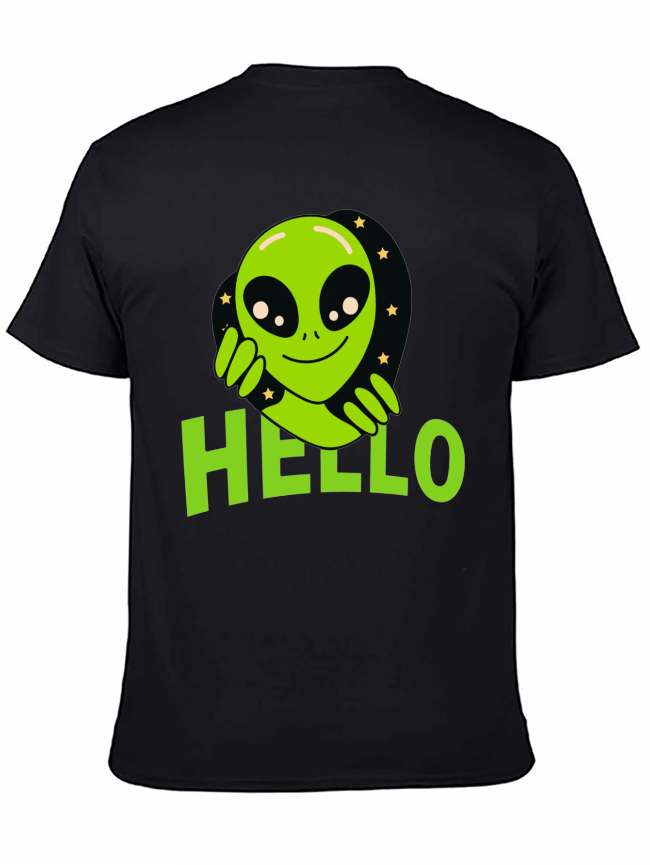 Alien Hello T-Shirt - Black Graphic Tee