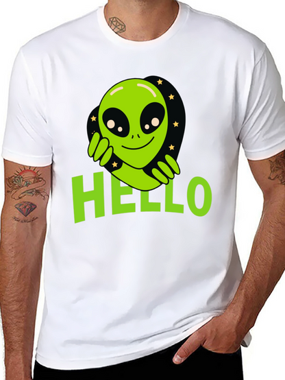 Alien Hello T-Shirt - Black Graphic Tee