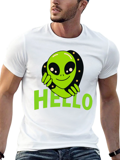 Alien Hello T-Shirt - Black Graphic Tee