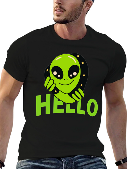 Alien Hello T-Shirt - Black Graphic Tee
