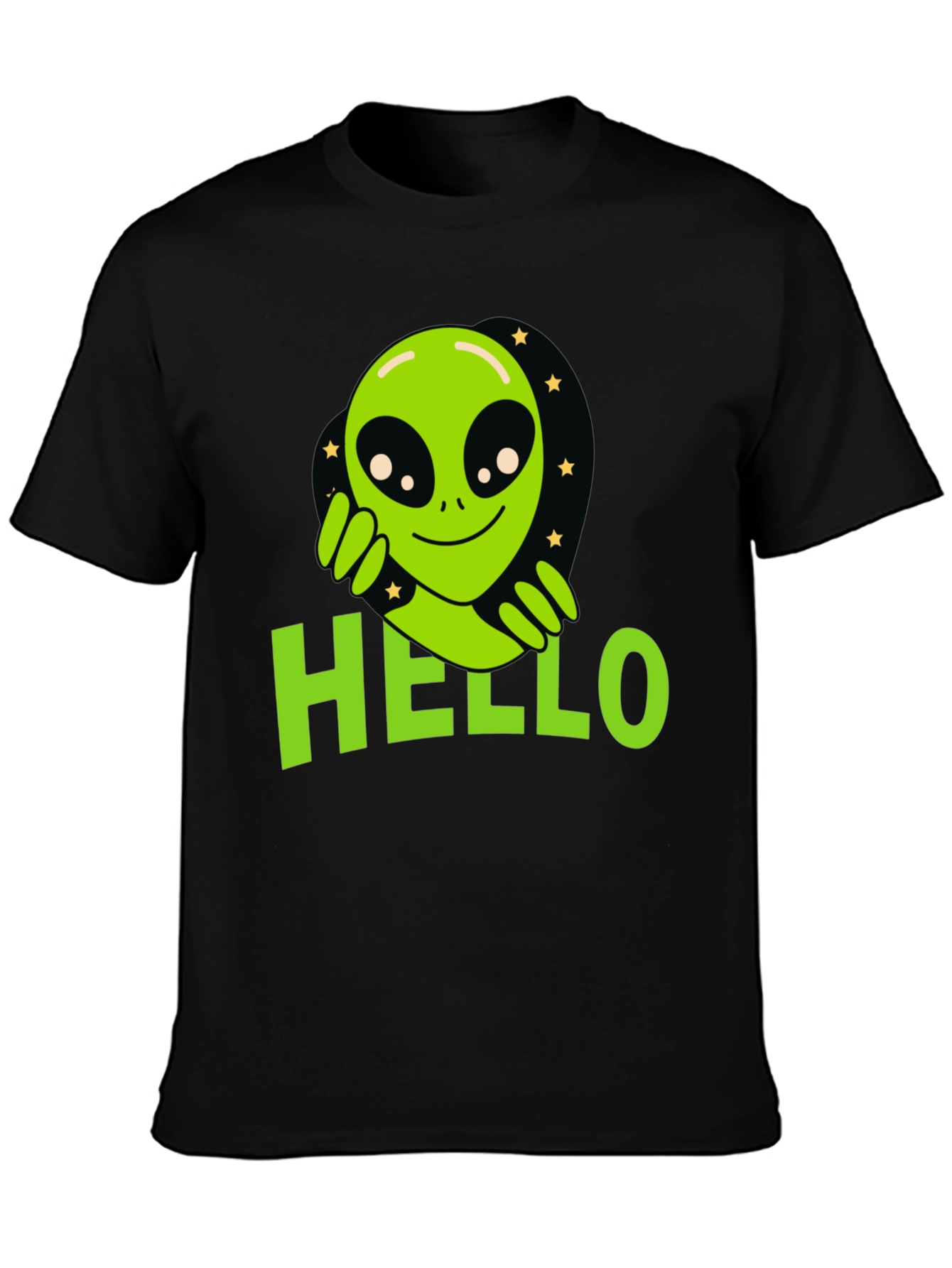 Alien Hello T-Shirt - Black Graphic Tee