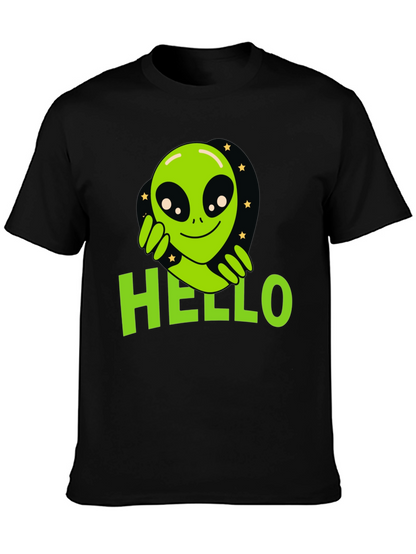 Alien Hello T-Shirt - Black Graphic Tee