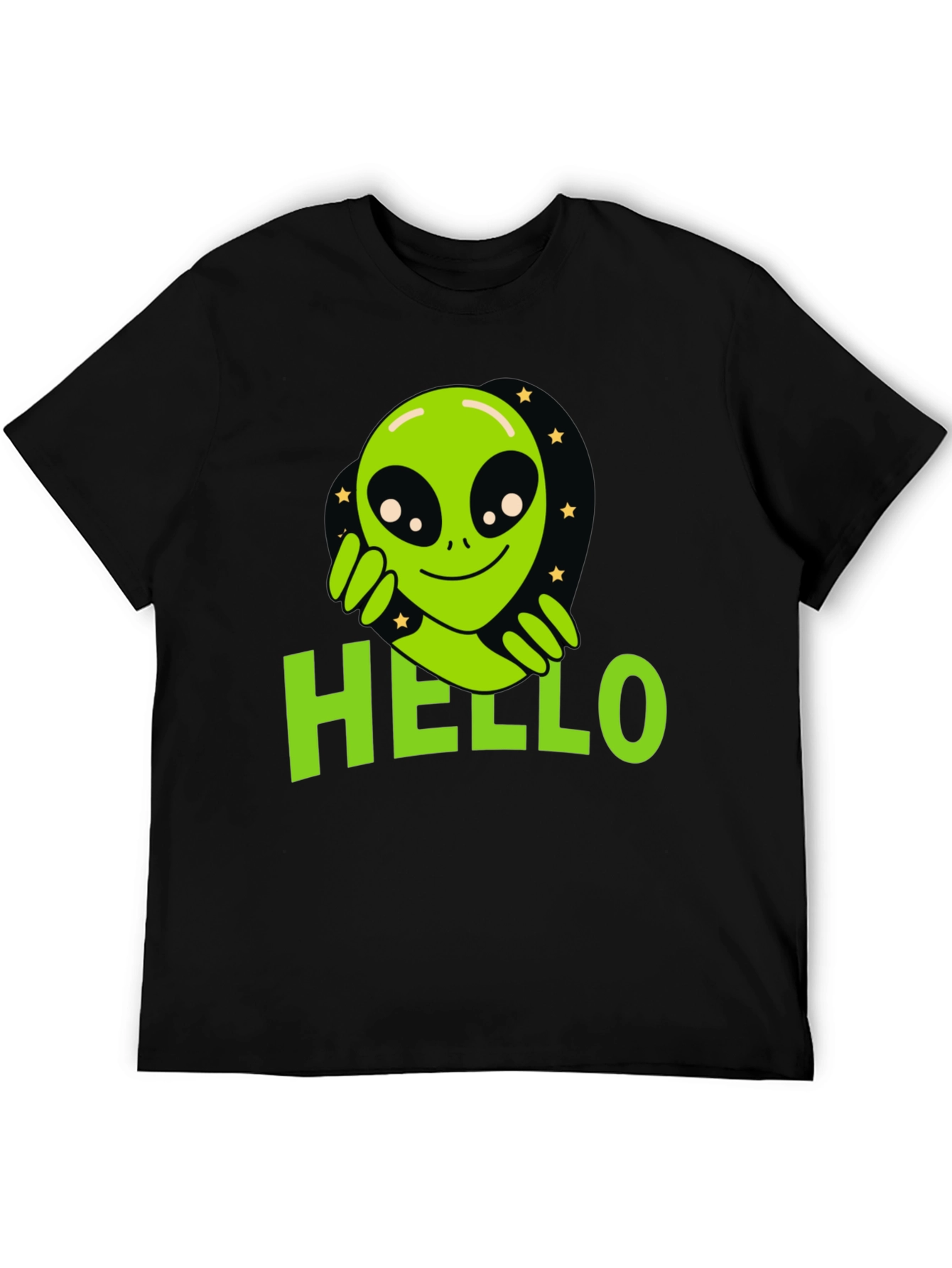 Alien Hello T-Shirt - Black Graphic Tee