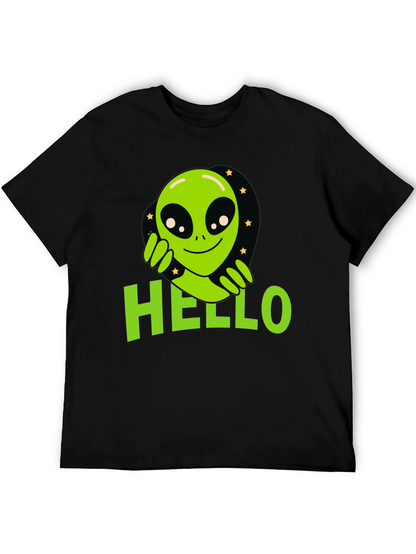 Alien Hello T-Shirt - Black Graphic Tee