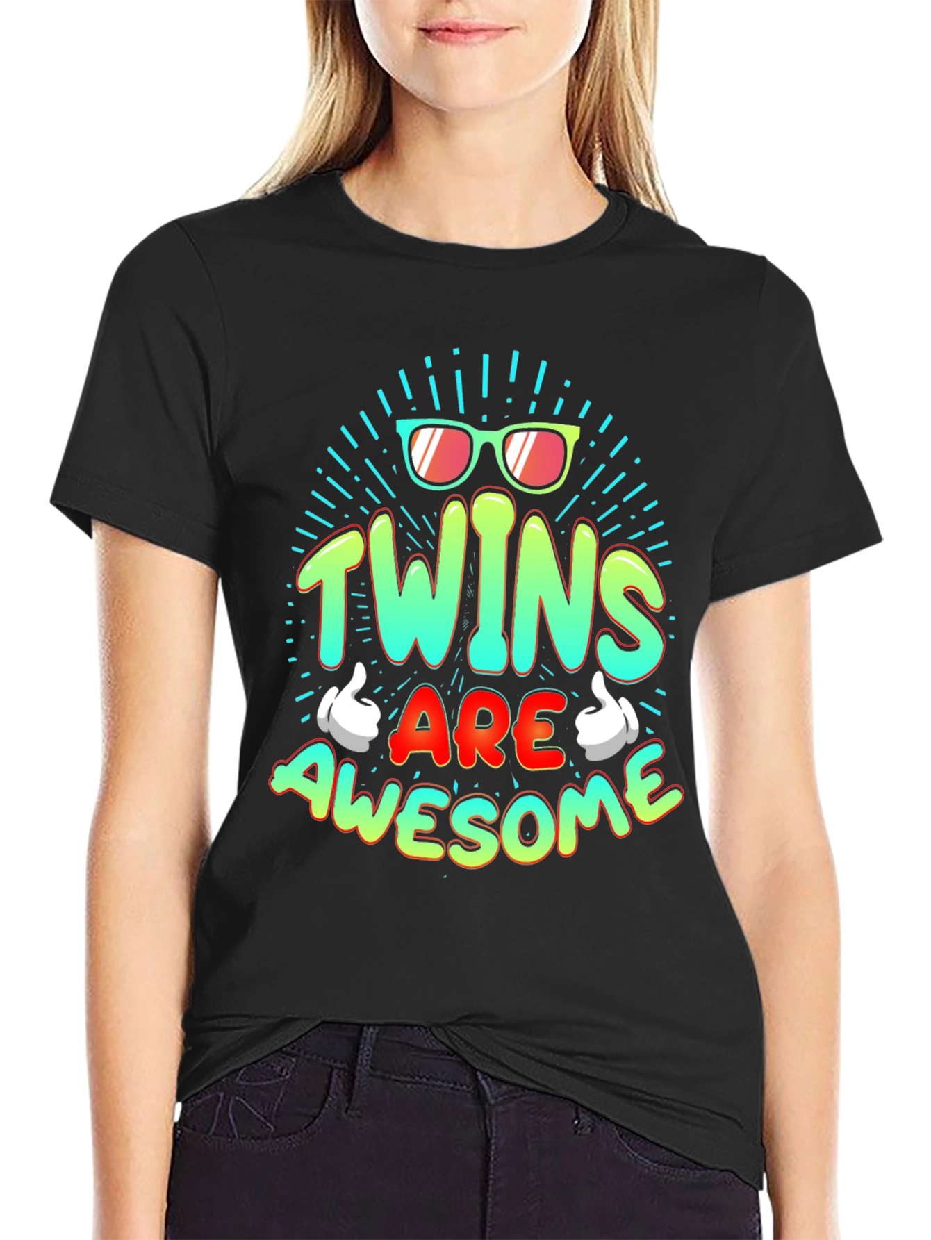Twins Are Awesome Graphic Tee - Trendy T-Shirt