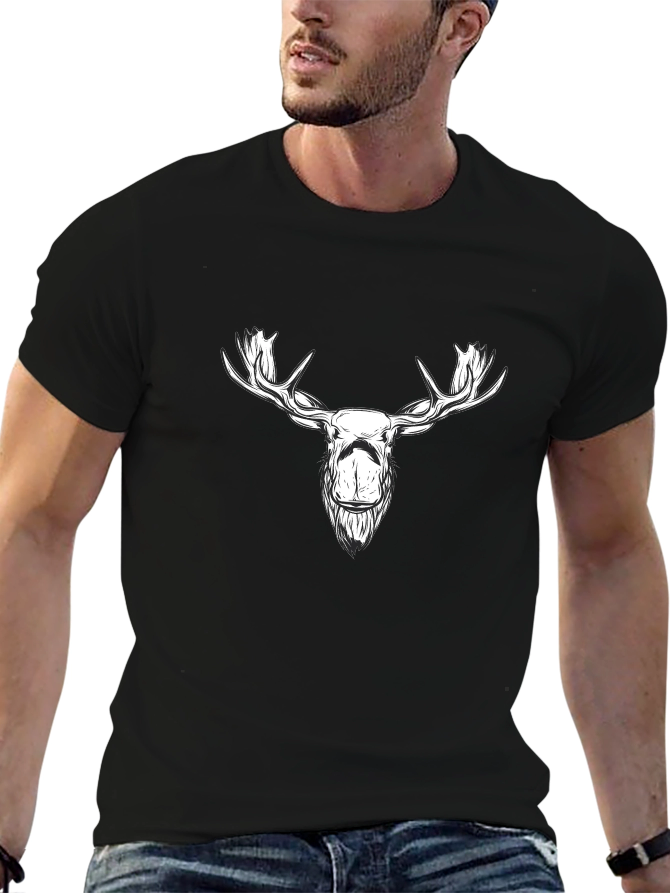 Moose Graphic Tee - Stylish Black Cotton T-Shirt