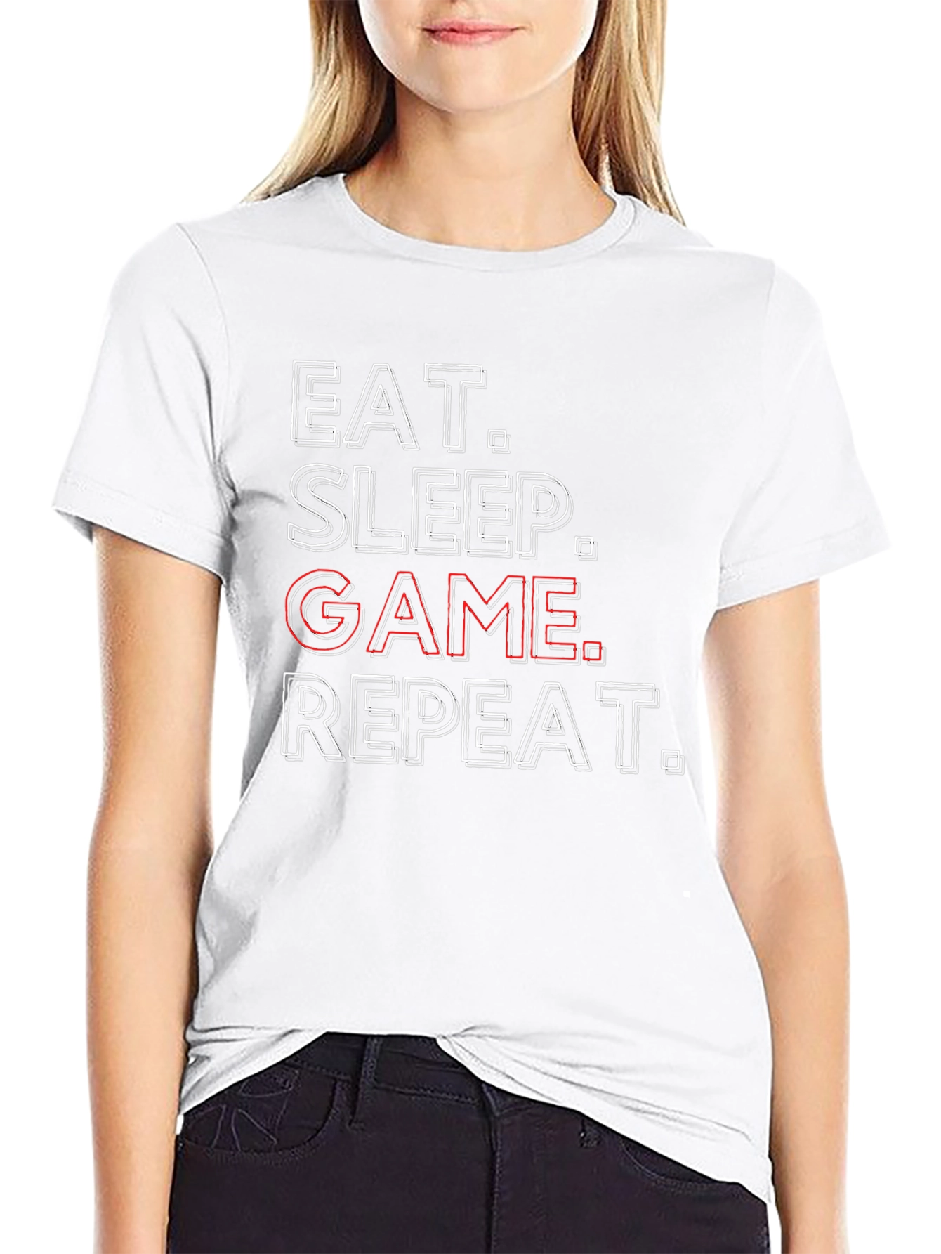Eat Sleep Game Repeat Black T-Shirt - Gamer Life