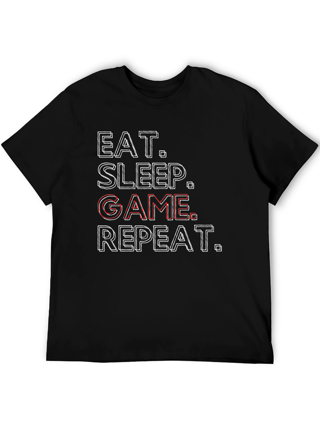 Eat Sleep Game Repeat Black T-Shirt - Gamer Life
