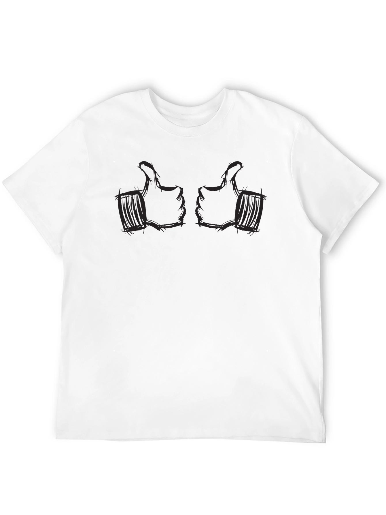 Thumbs Up Graphic Tee - Black Cotton Casual Shirt