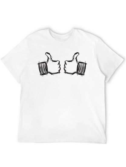 Thumbs Up Graphic Tee - Black Cotton Casual Shirt