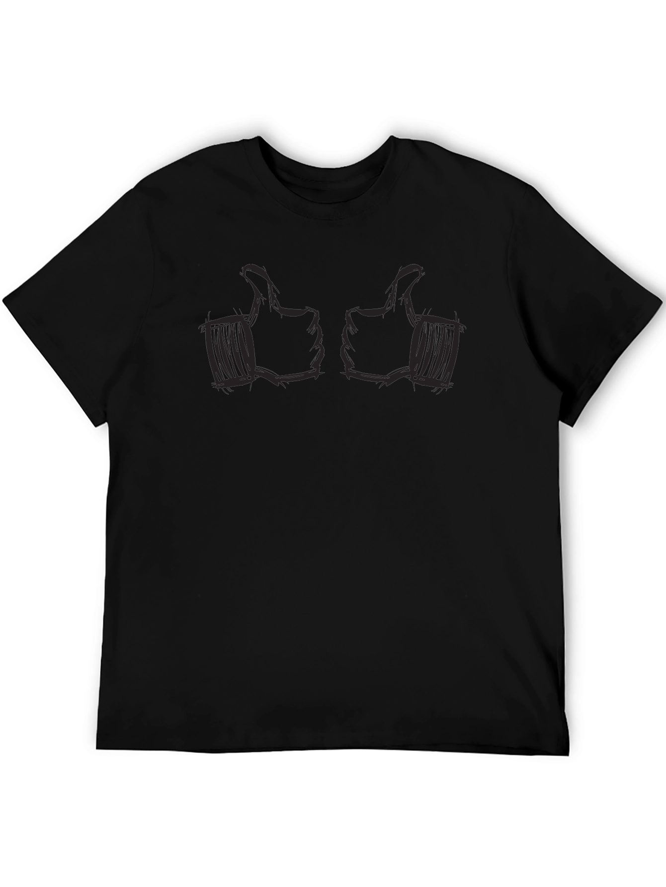 Thumbs Up Graphic Tee - Black Cotton Casual Shirt