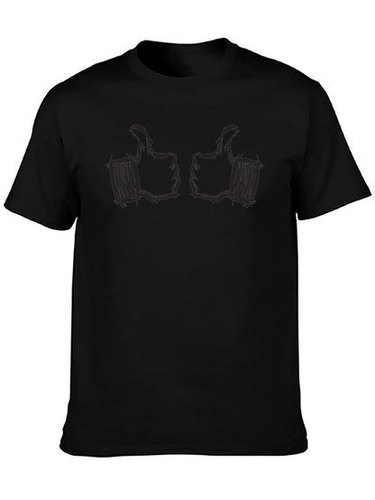 Thumbs Up Graphic Tee - Black Cotton Casual Shirt