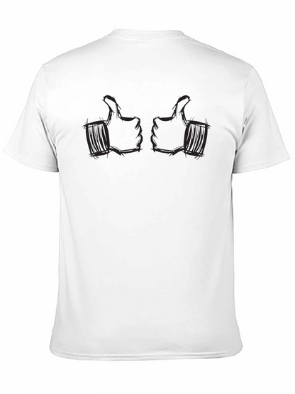 Thumbs Up Graphic Tee - Black Cotton Casual Shirt