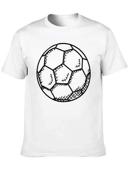 Soccer Ball Graphic Tee - Black Cotton Casual Shirt