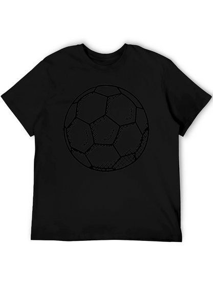 Soccer Ball Graphic Tee - Black Cotton Casual Shirt