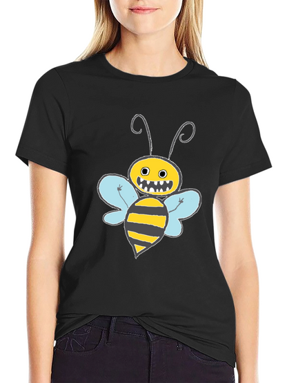 Funny Bee Graphic T-Shirt - Black Crew Neck Tee
