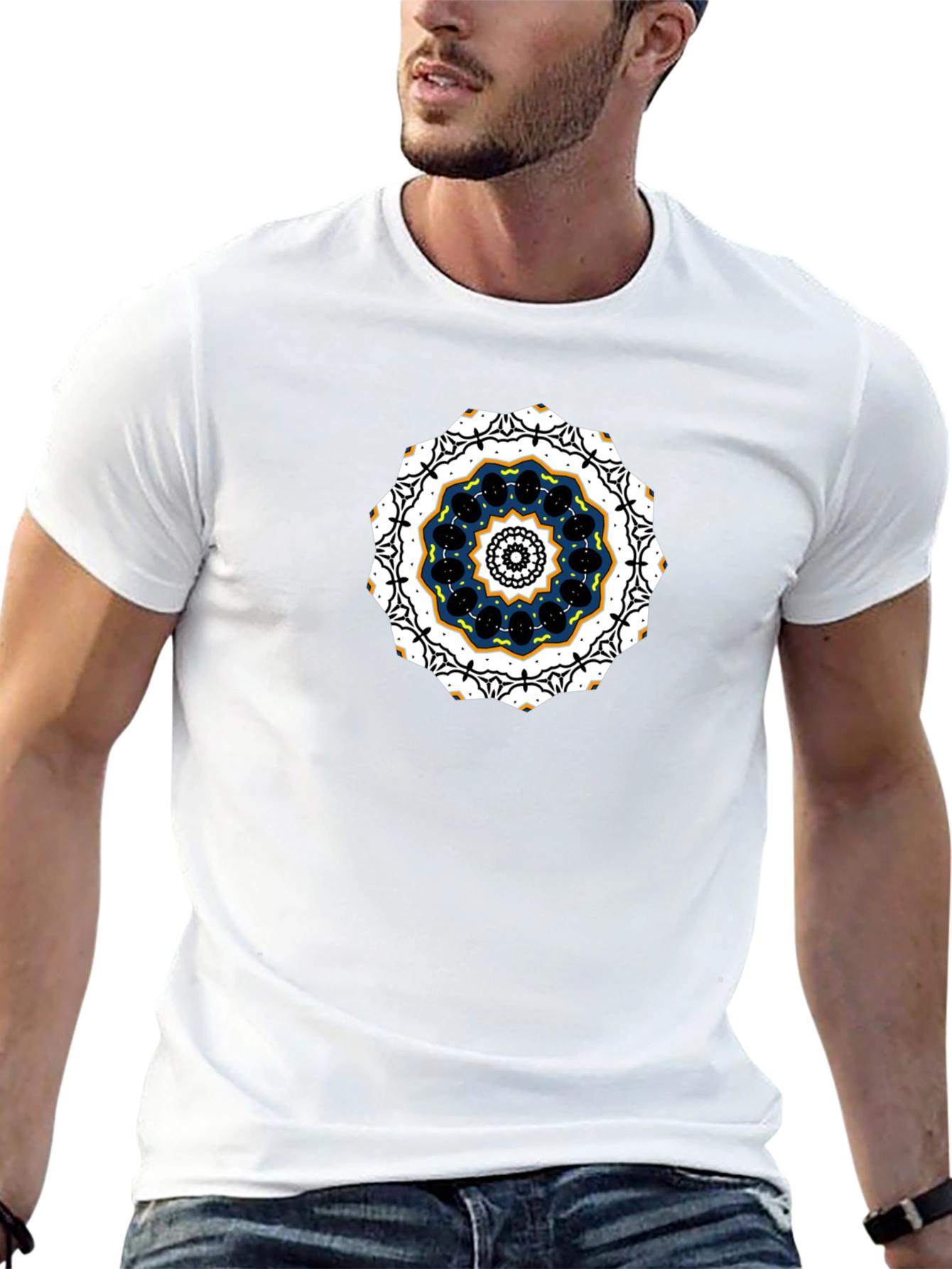 Black Tee with Mandala Graphic